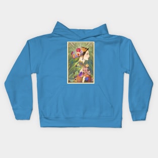 Pretty Art Deco Painting of girl with flowers botanical floral goddess of flowers Kids Hoodie